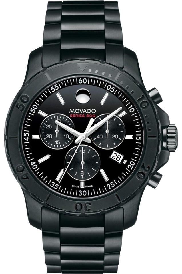 black leather movado series 800 leather band