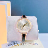 Michael Kors Jaryn Quartz Gold Dial Black Steel Strap Watch For Women - MK4544