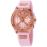 Guess Frontier Diamonds Rose Gold Dial Pink Rubber Strap Watch For Women - W1160L5