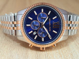 Michael Kors Lexington Blue Dial Two Tone Steel Strap Watch for Men - MK8412