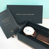 Daniel Wellington Dapper Bristol White Dial Brown Leather Strap Watch For Men - DW00100086