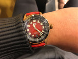 Tag Heuer Autavia Calibre 5 Chinese New Year Maroon panggil Maroon Leather Strap Watch untuk Pria - WBE5193.FC8300