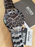 Hugo Boss Hero Black Dial Black Steel Strap Watch for Men - 1513754