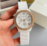 Michael Kors Ceramic White Dial White Steel Strap Watch for Women - MK5269