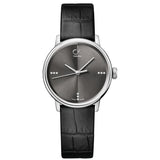 Calvin Klein Grey Dial Black Leather Strap Watch for Women - K2Y2Y1CU