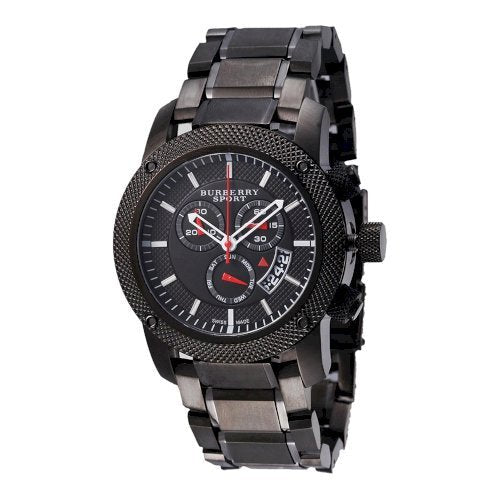 Burberry Sport Chronograph Black Dial Black Steel Strap Watch for Men