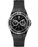 Guess Limelight Diamonds Black Dial Black Rubber Strap Watch for Women - GW0041L5