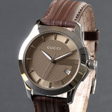 Gucci G Timeless Quartz Brown Dial Brown Rubber Strap Watch For Men - YA126403