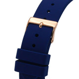 Guess Frontier DIamonds Gold Dial Blue Rubber Strap Watch For Women - W1160L3