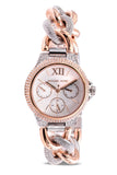 Michael Kors Camille Pavé Chronograph Silver Dial Two Tone Steel Strap Watch for Women - MK6843