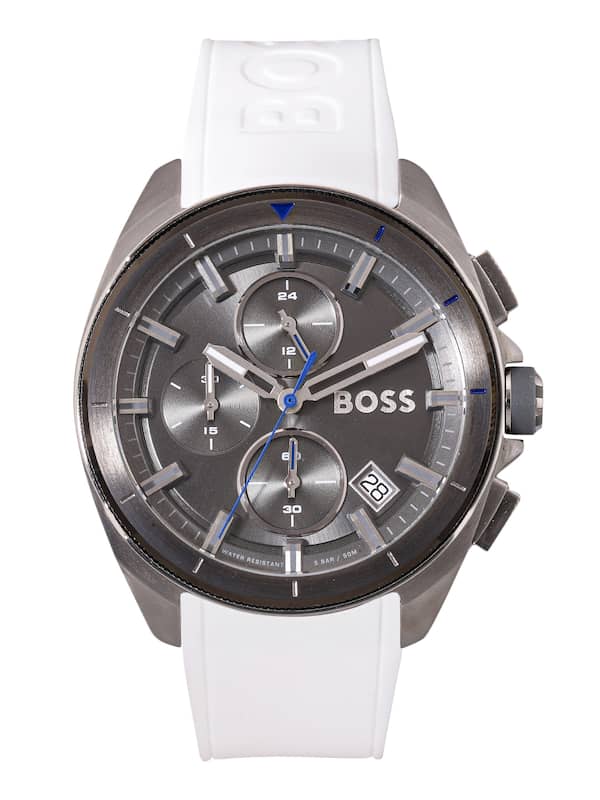 Hugo Boss Volane Grey Dial White SIlicone Strap Watch for Men - 1513948