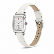 Michele Deco Mother of Pearl Dial White Leather Strap Watch For Women - MWW06V000012