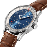 Breitling Navitimer Automatic 38mm Blue Dial Brown Leather Strap Mens Watch - A17325211C1P2