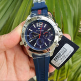 Tommy Hilfiger Nolan Chronograph Blue Dial Blue Rubber Strap Watch for Men - 1791142