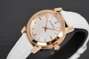 Burberry The City White Dial White Leather Strap Watch for Women - BU9209