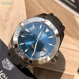 Tag Heuer Aquaracer Quartz Blue Dial Black Rubber Strap Watch for Men - WAY1112.FT8021