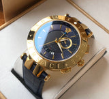 Versace Race GMT Blue Dial Blue Leather Strap Watch For Men - 29G70D282