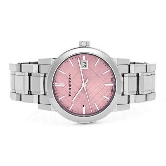Burberry The City Pink Dial Silver Steel Strap Watch for Women
