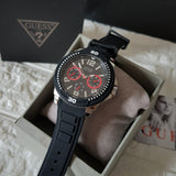 Guess Tread Black Dial Black Rubber Strap Watch for Men - W0967G1