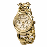 Michael Kors Runway Twist Gold Dial Gold Stainless Steel Strap Watch for Women - MK3131