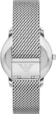 Emporio Armani Minimalist Quartz Blue Dial Silver Mesh Strap Watch For Men - AR11571