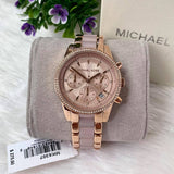 Michael Kors Ritz Chronograph Rose Gold Dial Two Tone Steel Strap Watch for Women - MK6307