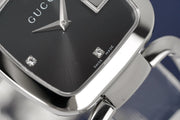 Gucci G Gucci Diamonds Black Dial Silver Steel Strap Watch For Women - YA125406
