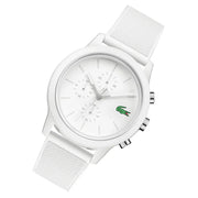 Lacoste 12.12 Chronograph White Dial White Silicon Strap Watch for Men - 2010974