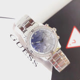 Guess Confetti Diamonds Blue Dial Silver Steel Strap Watch for Women - W0774L6