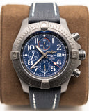 Breitling Super Avenger Chronograph 48 Night Mission Blue Dial Blue Leather Strap Watch for Men - V13375101C1X2