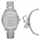 Michael Kors Lauryn Analog Crystals Silver Dial Silver Steel Strap Watch For Women - MK3717