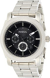 Fossil Machine Chronograph Black Dial Silver Steel Strap Watch for Men - FS4776