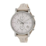 Fossil Boyfriend White Dial Beige Leather Strap Watch for Women - ES3811