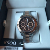 Hugo Boss Novia Chronograph Brown Dial Two Tone Steel Strap Watch for Women - 1502617