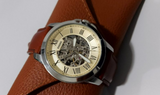 Fossil Grant Chronograph Cream Dial Brown Leather Strap Watch for Men - ME3122