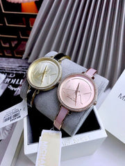 Michael Kors Jaryn Quartz Gold Dial Black Steel Strap Watch For Women - MK4544