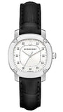 Burberry The Britain Diamonds White Dial Black Leather Strap Watch for Women - BBY1806