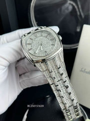 Bulova Phantom Swarovski Crystal Pave Silver Dial Silver Steel Strap Watch for Men - 98B296