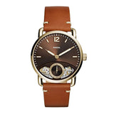 Fossil The Commuter Twist Black Dial Brown Leather Strap Watch for Men -  ME1166