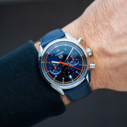 Tag Heuer Carrera Chronograph Blue Dial Blue Leather Strap Watch for Men - CBN201D.FC6543