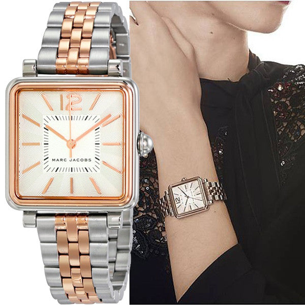 Marc Jacobs Vic Silver Dial Two Tone Steel Strap Watch for Women
