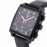 Tag Heuer Monaco Automatic Chronograph Black Dial Black Leather Strap Watch for Men - CBL2180.FC6497