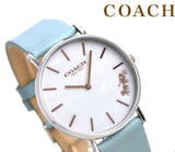 Coach Perry White Mother of Pearl Dial Turquoise Leather Strap Watch for Women - 14503271