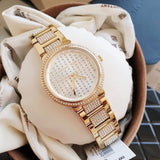 Michael Kors Gabbi Quartz Crystals Gold Dial Gold Steel Strap Watch For Women - MK3985