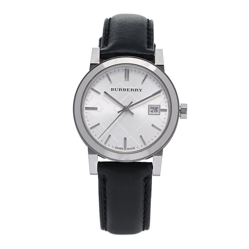 Burberry The City Silver Dial Black Leather Strap Watch for  display picture 1