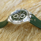 Maurice Lacroix Aikon Chronograph Green Dial Green Rubber Strap Watch for Men  - AI1018-SS000-630-5