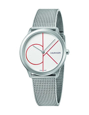 Calvin Klein Minimal White Dial Silver Mesh Bracelet Watch for Men - K3M51152