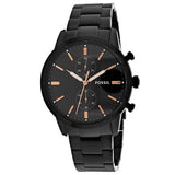 Fossil Townsman Chronograph Black Dial Black Steel Strap Watch for Men - FS5379