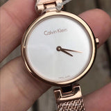 Calvin Klein Authentic White Dial Silver Mesh Bracelet Watch for Women - K8G23126