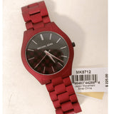 Michael Kors Slim Runway Quartz Black Dial Red Steel Strap Watch for Men - MK8712